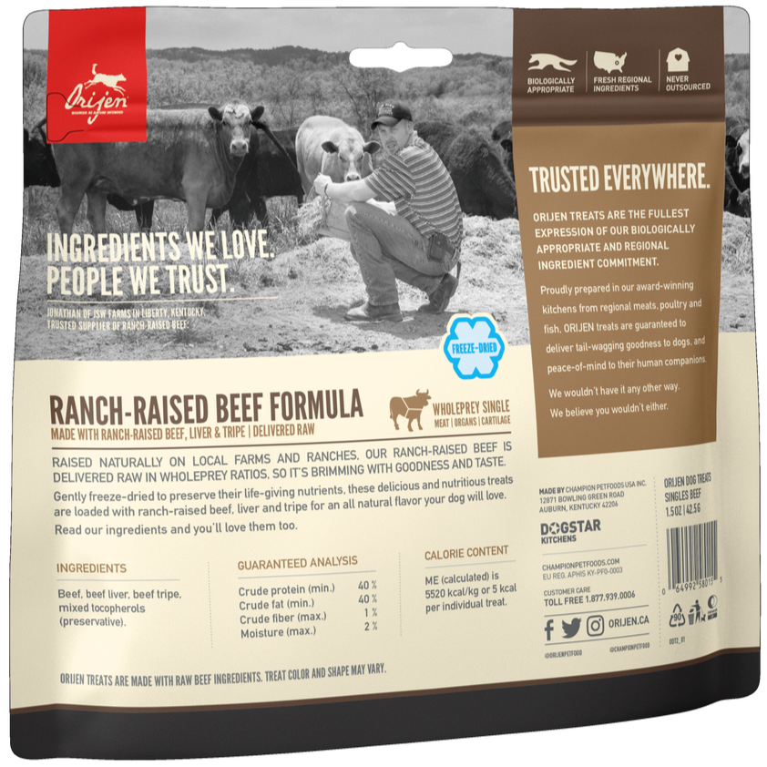ORIJEN Freeze Dried Ranch Raised Beef Dog Treats