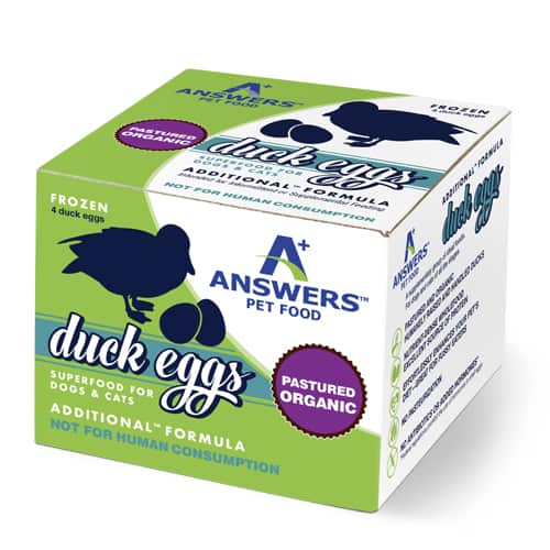 Answers Additional Organic Frozen Duck Eggs for Dogs & Cats
