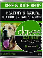 Dave's Naturally Healthy Beef And Rice Canned Dog Food 13oz, Front of can