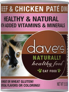 Dave's Naturally Healthy Beef and Chicken Canned Cat Food 12.5oz, Front of Can