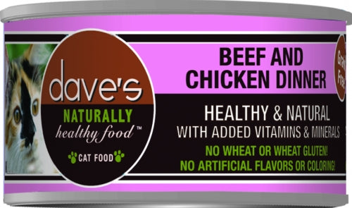 Dave's Naturally Healthy Beef and Chicken Canned Cat Food, Front of Can