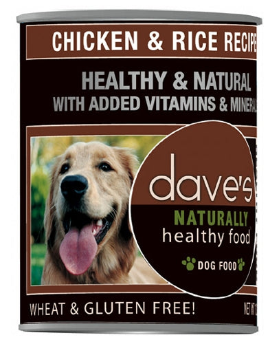 Dave's Naturally Healthy Chicken And Rice Canned Dog Food 13oz, Front of can