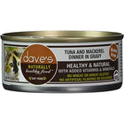 Dave's Naturally Healthy Tuna & Mackerel Canned Cat Food 5.5oz, Front can