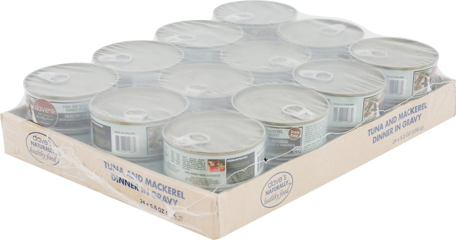 Dave's Naturally Healthy Tuna & Mackerel Canned Cat Food 12 can - case