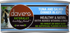 Dave's Naturally Healthy Tuna and Salmon Dinner in Aspic Canned Cat Food 5.5oz, Front Can