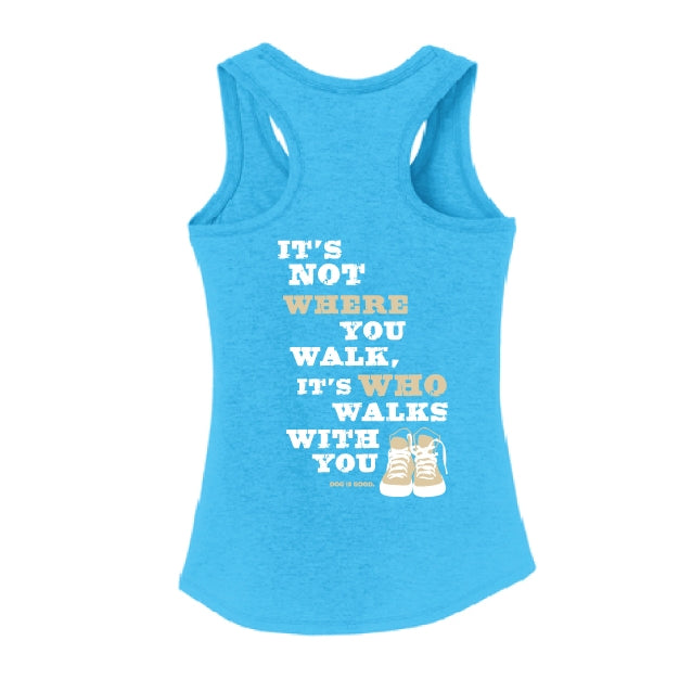 Dog is Good Never Walk Alone Women's Tank Top Blue