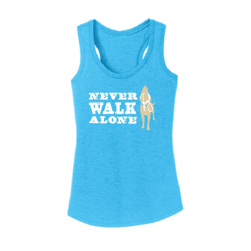 Dog is Good Never Walk Alone Women's Tank Top Front Blue