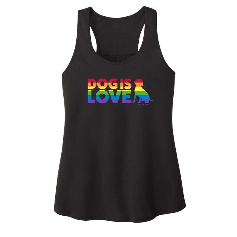 Dog is Love Pride Tank Top, Black Front