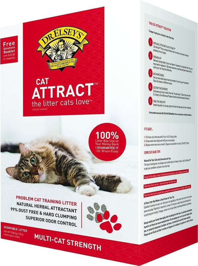 Dr. Elsey's Cat Attract Cat Litter 40lb, Left Front Side of Box