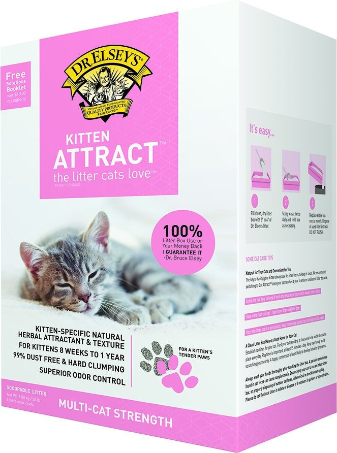 Dr. Elsey's Kitten Attract Training  Cat Litter, Front Packaging
