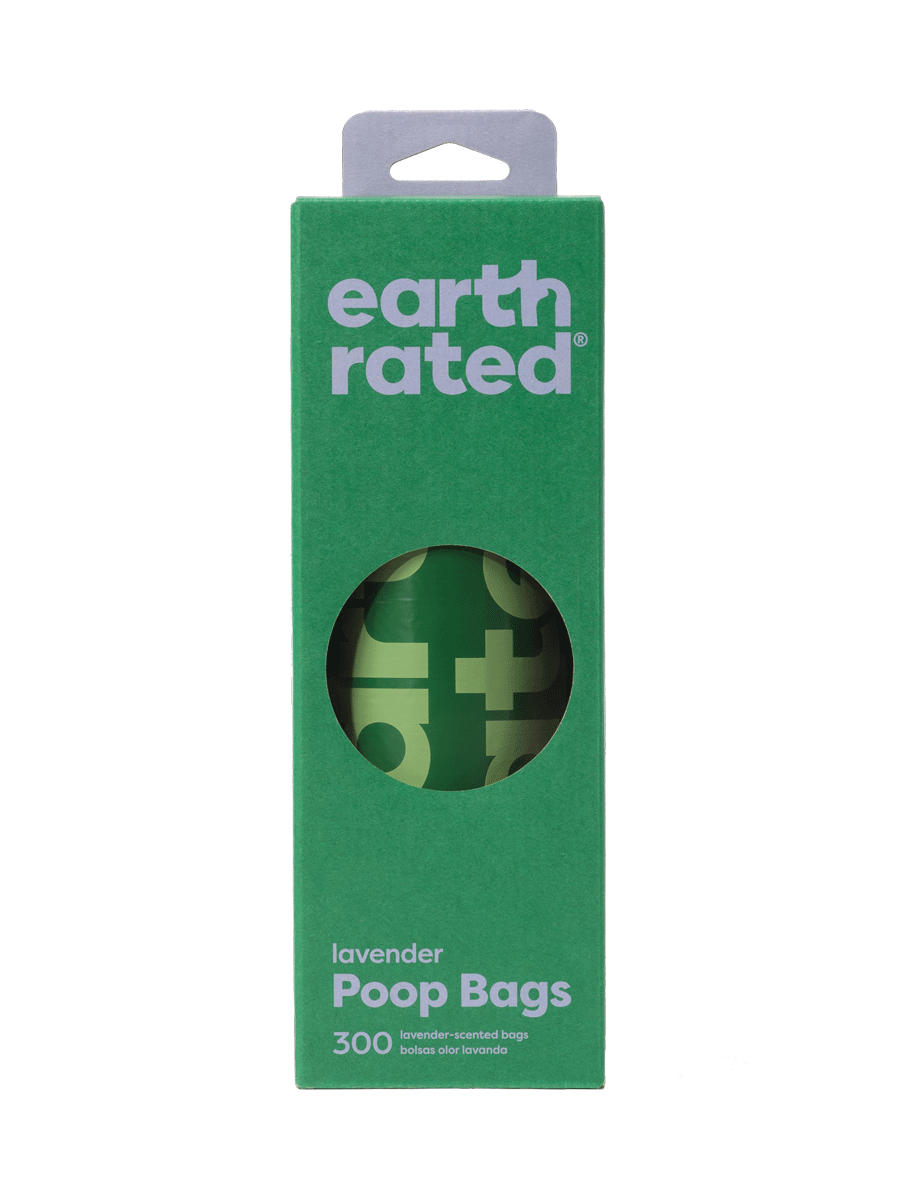 Earth Rated Lavender Scented Grab & Go Poop Bags, Single Roll 300 Bags, Front Packaging