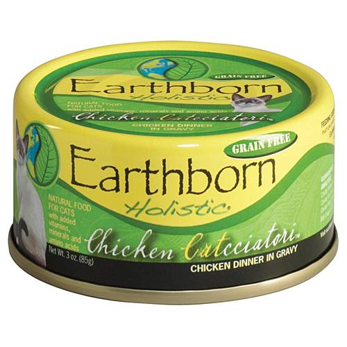 Earthborn Holistic Chicken Catcciatori Grain Free Canned Cat Food 3oz, Front of can