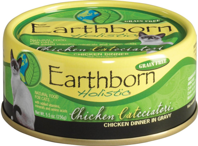 Earthborn Holistic Chicken Catcciatori Grain Free Canned Cat Food 5.5oz, Front of can