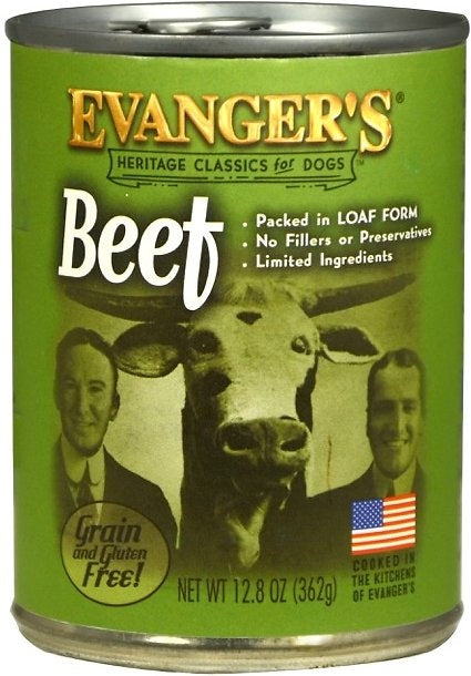 Evangers 100% Beef Classic Canned Dog Food 12.8oz, Front Can