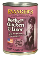 Evangers Classic Beef with Chicken And Liver Canned Dog Food 20oz, Front of can