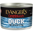 Evanger's Complements Grain Free Duck Canned Dog and Cat Food 6oz, Front Can