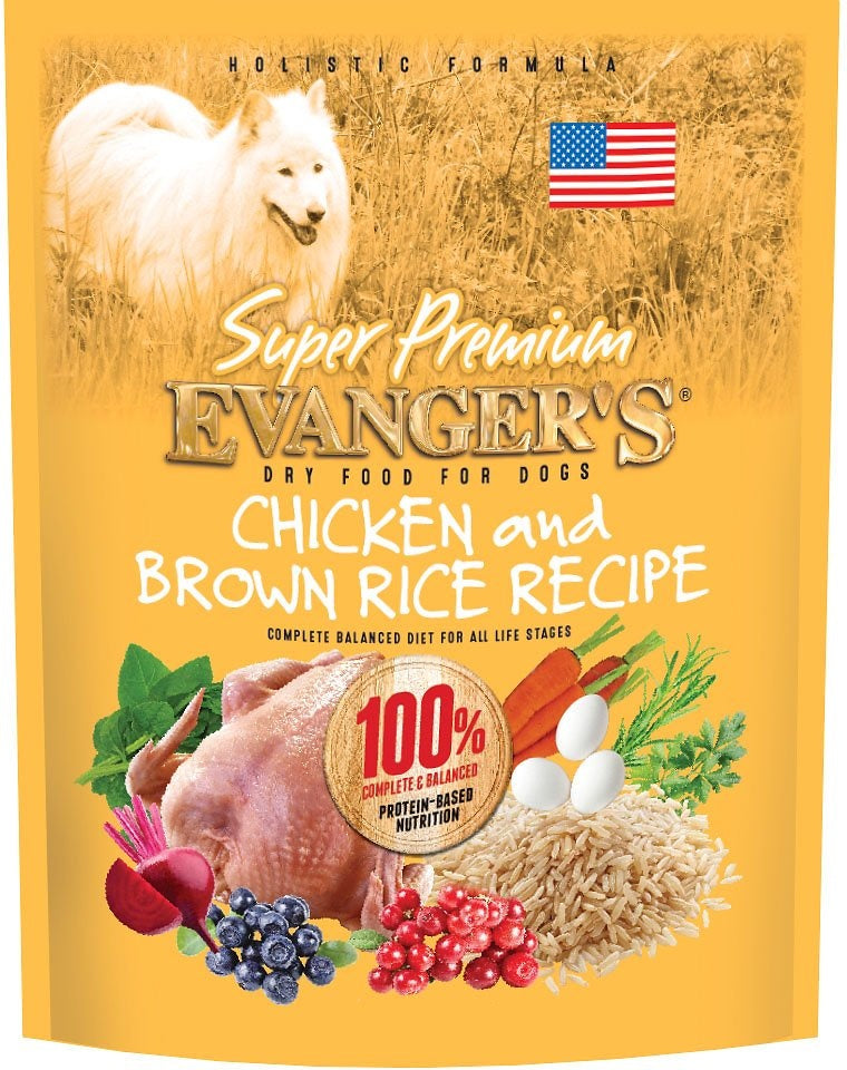 Evangers Super Premium Chicken with Brown Rice Dry Dog Food, Front of bag
