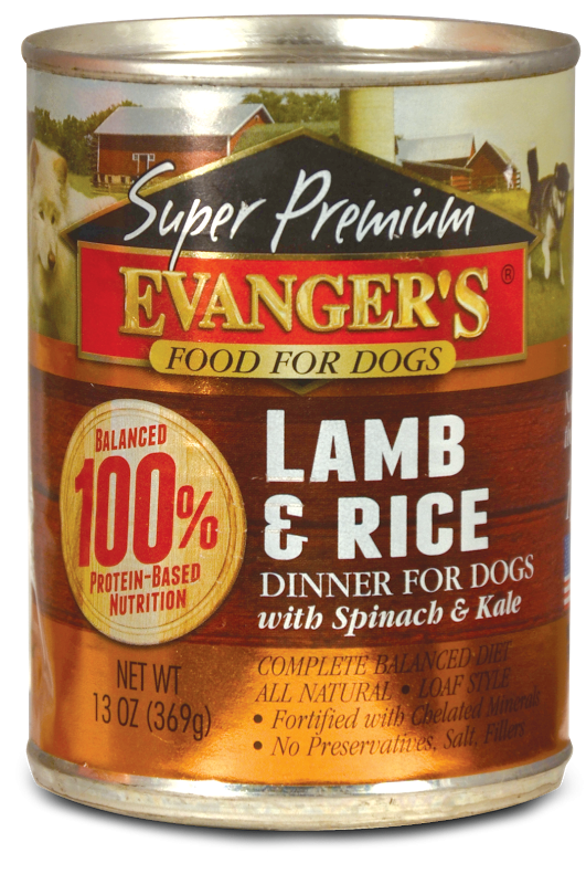 Evangers Super Premium Lamb and Rice Canned Dog Food 13oz, Front Can