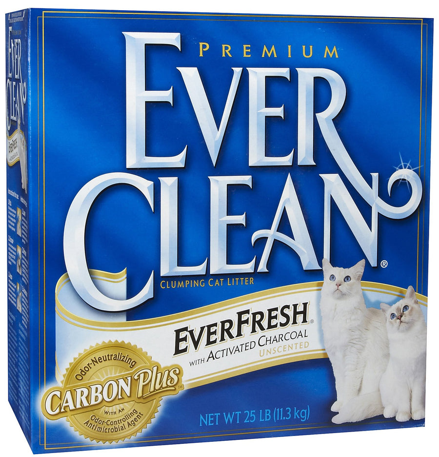 Ever Clean EverFresh With Activated Charcoal Cat Litter 25lbs, Front Packaging