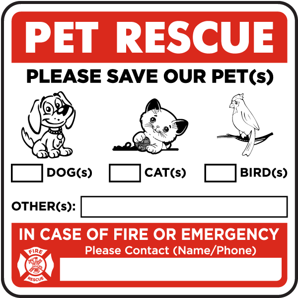 Pet Rescue Emergency Contact Sticker