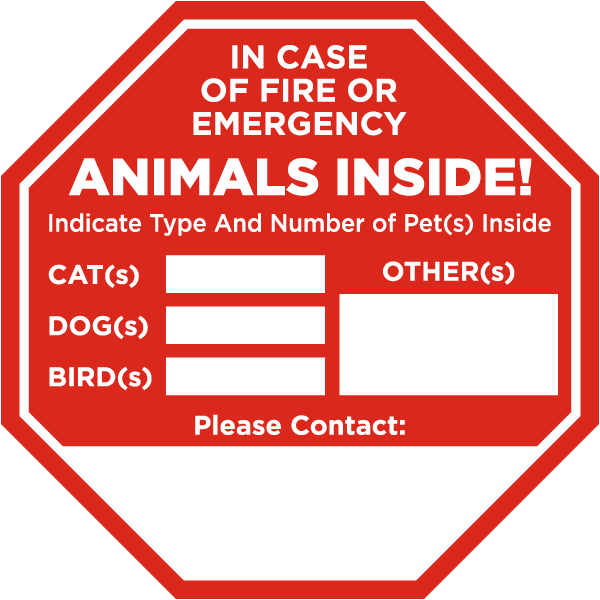 Pet Rescue Emergency Fire Contact Sticker