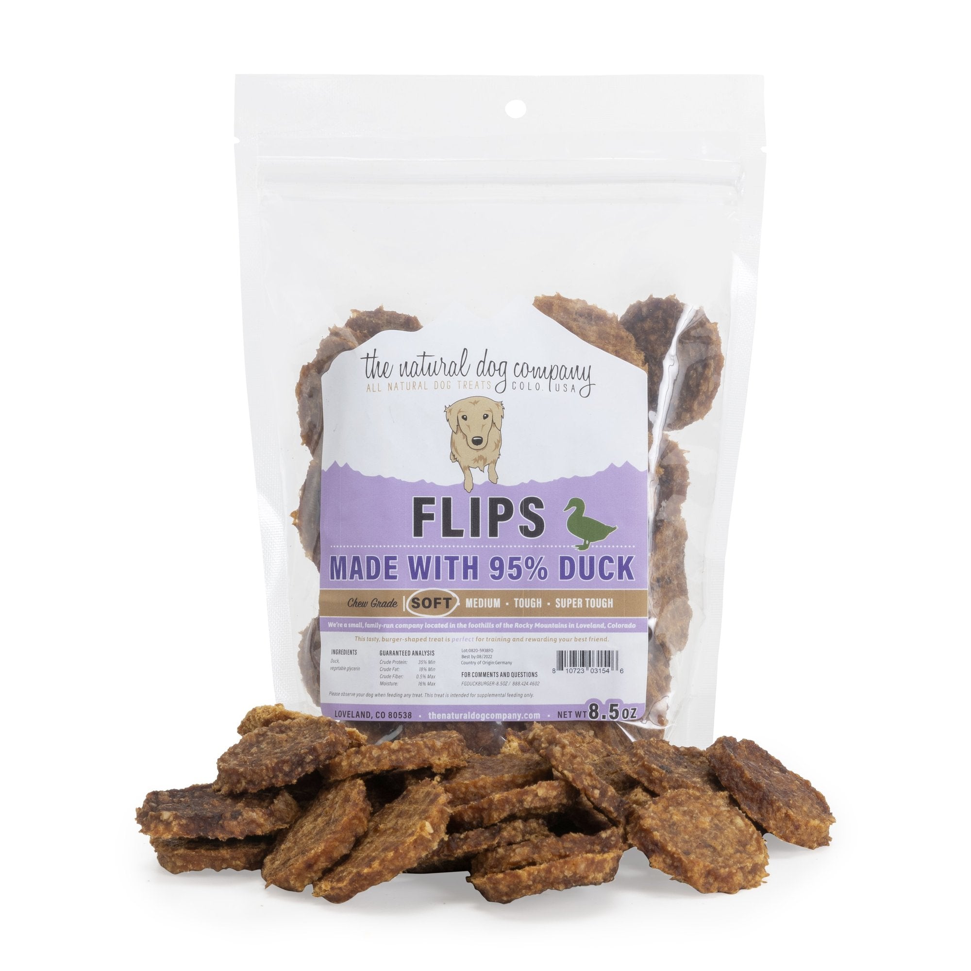 Tuesday's Natural Dog Company Duck Flips Dog Treat - Incredible Pets