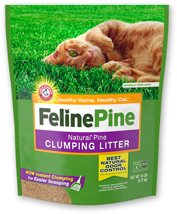 Feline Pine Natural Pine Scoop-able Clumping Cat Litter 14lbs, Front Pouch
