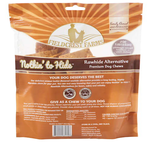 Fieldcrest Nothin’ to Hide Flip Chip Peanut Butter Dog Chews 8.5oz, Back Pouch