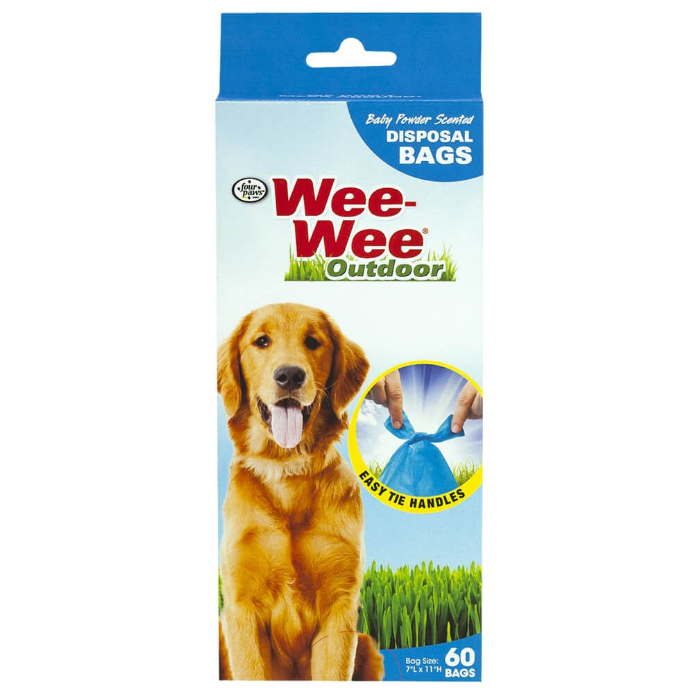 Four Paws Wee-Wee Outdoor Disposable Waste Bags 60 bags, Front Packaging