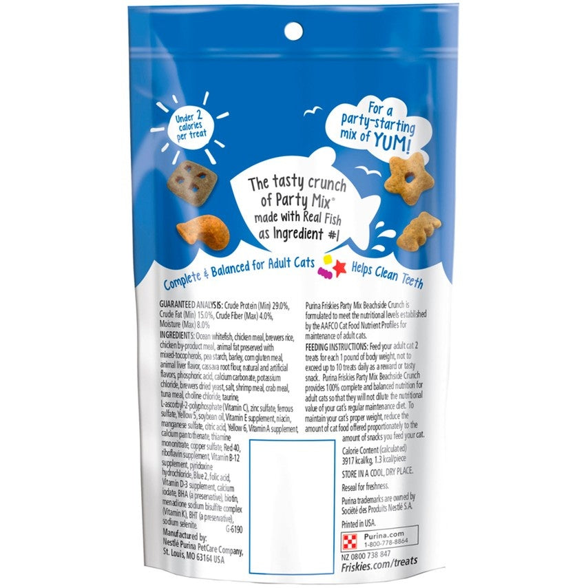 Friskies Party Mix Beachside Crunch Cat Treats 2.1oz, Back Pouch