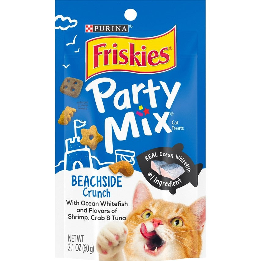 Friskies Party Mix Beachside Crunch Cat Treats, 2.1oz Front Pouch