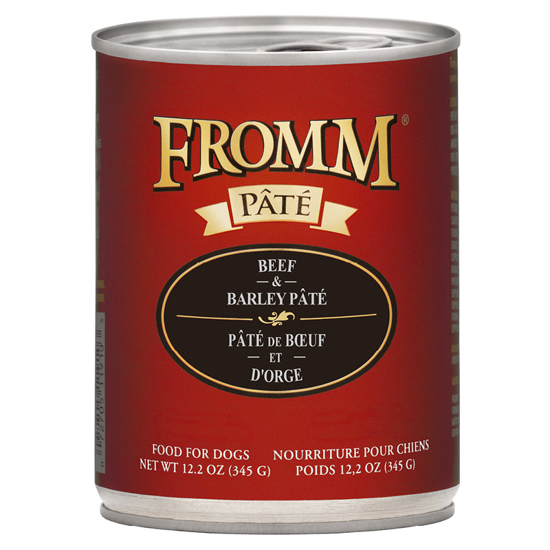 Fromm Beef & Barley Pâté Canned Food for Dogs 12.2 oz, Front Can