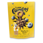 Fromm Crunchy O's Grain Free Blueberry Blasts Dog Treats front of bag.