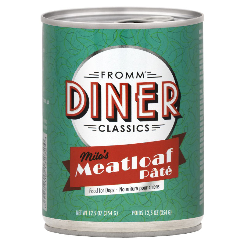 Fromm Diner Classic Milo's Meatloaf Pate Canned Dog Food front of can.