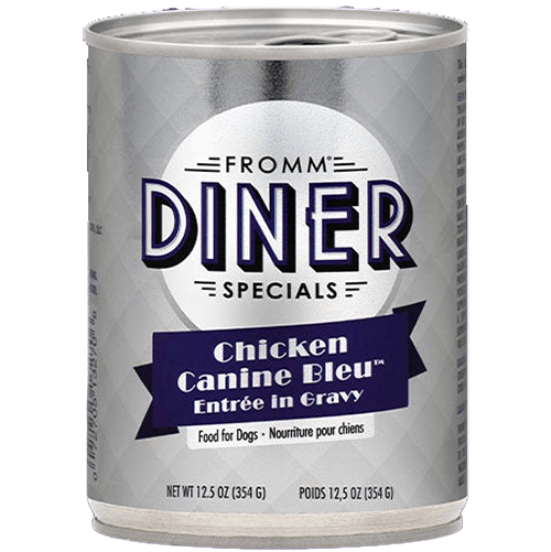 Fromm Diner Specials Chicken Canine Bleu Canned Dog Food front of can.
