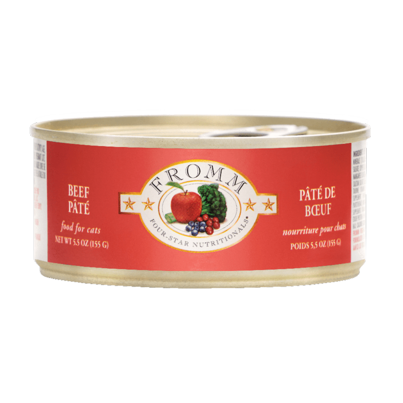 Fromm Four-Star Nutritionals Beef Pate Food for Cats 5.5oz, Front Can