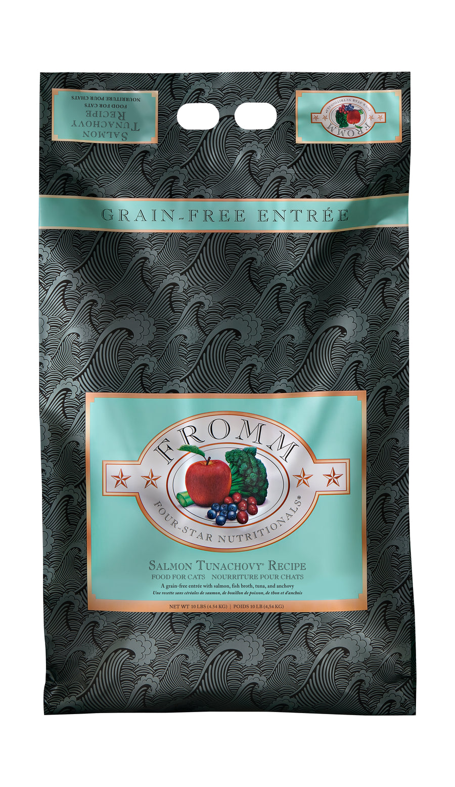 Fromm Four-Star Nutritionals Salmon Tunachovy Food for Cats 10lbs, Front of bag