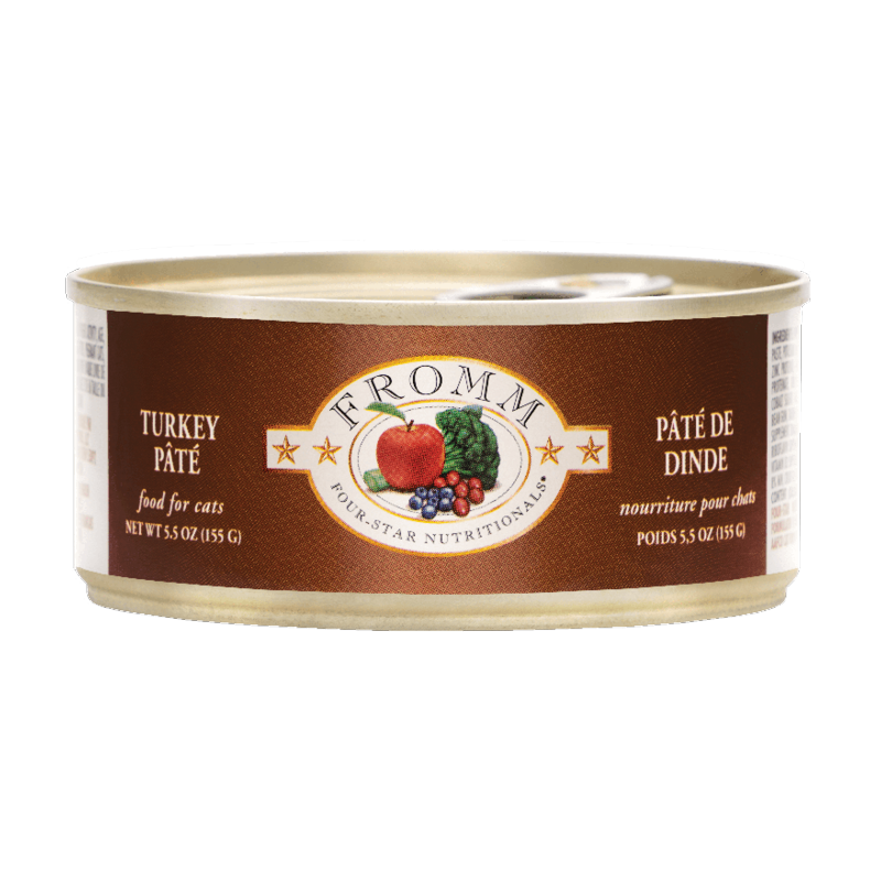 Fromm Four-Star Nutritionals Turkey Pate Food for Cats 5.5oz, Front can