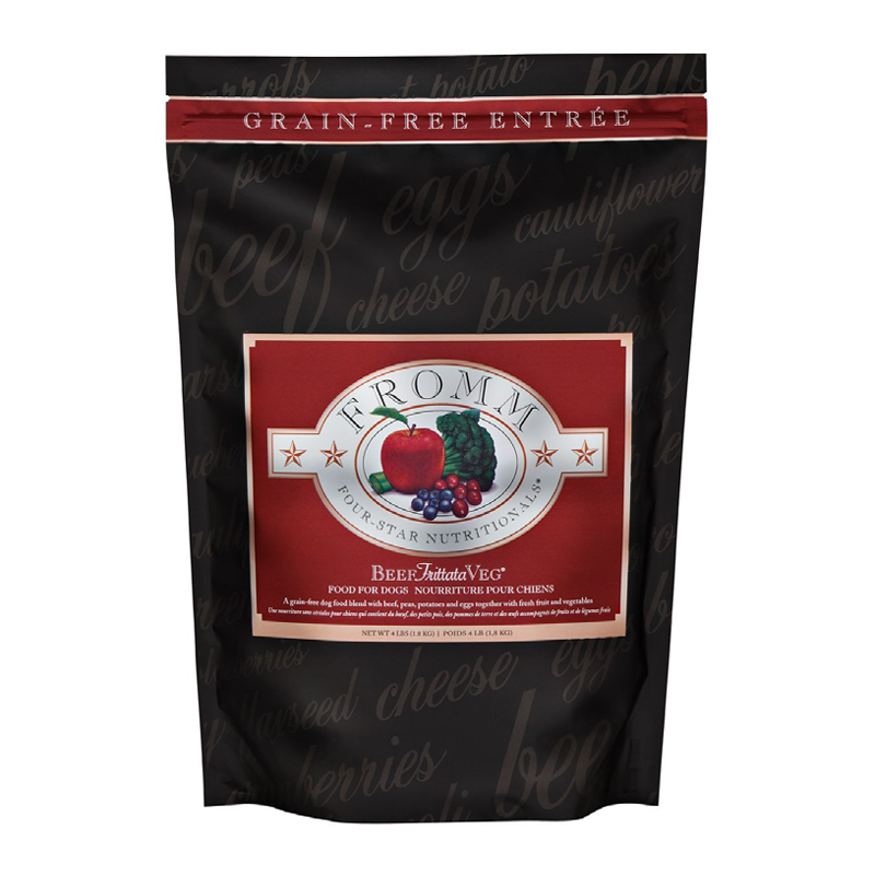 Fromm Four-Star Nutritionals Beef Frittata Veg Food for Dogs front of bag.