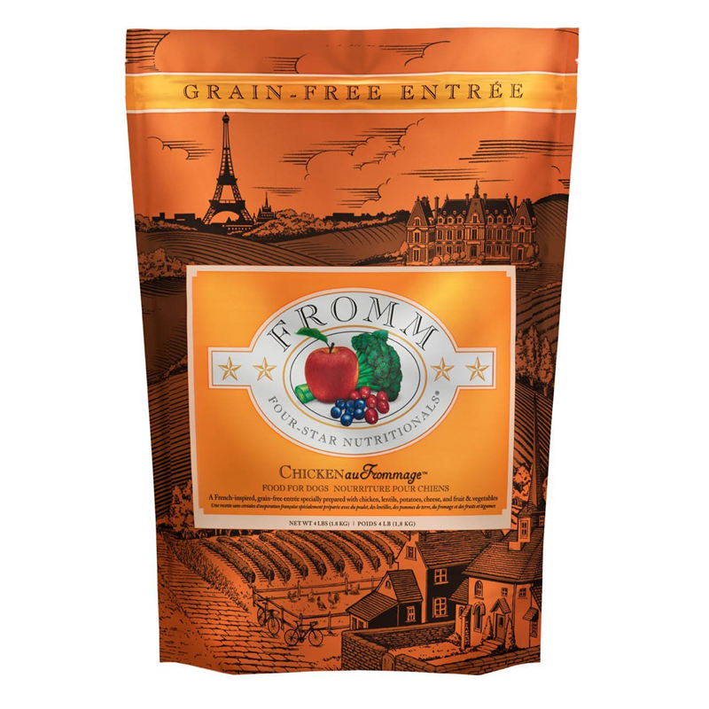 Fromm Four-Star Nutritionals Chicken Au Frommage™ Food for Dogs front of bag.
