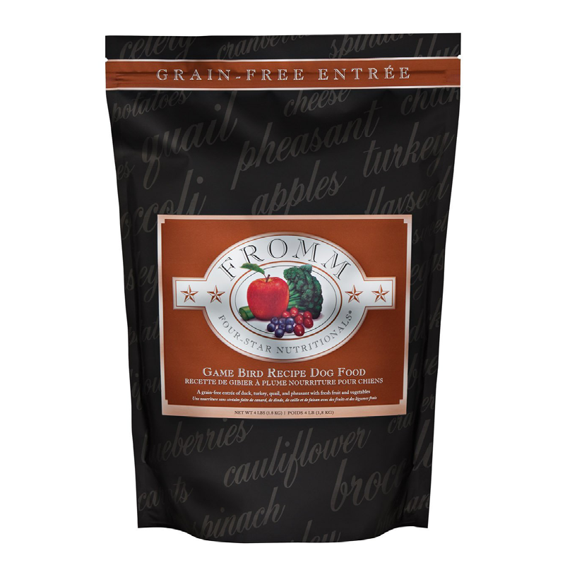 Fromm Four-Star Nutritionals Game Bird Recipe Dog Food front of bag.