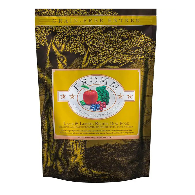 Fromm Four-Star Nutritionals Lamb & Lentil Recipe Dog Food front of bag.