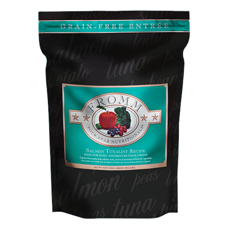 Fromm Four-Star Nutritionals Salmon Tunalini Food for Dogs front of bag.