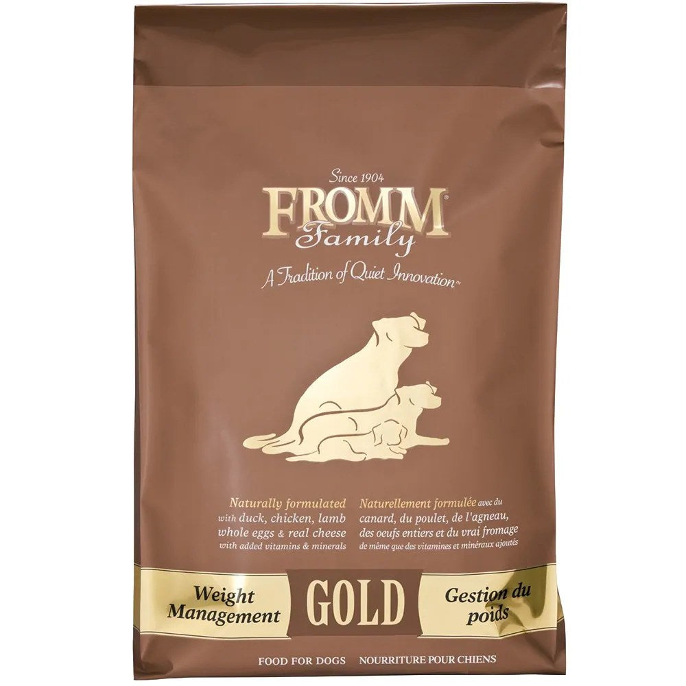 Fromm Weight Management Gold Food for Dogs front of bag.