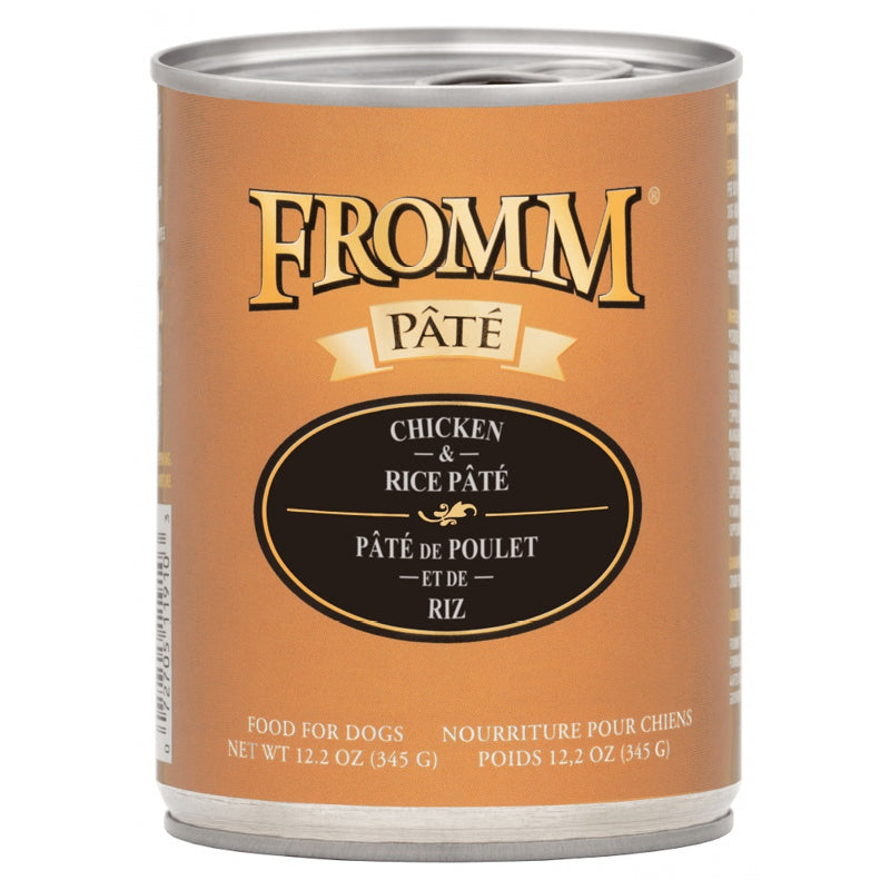 Fromm Chicken & Rice Pâté Canned Food for Dogs front of can.