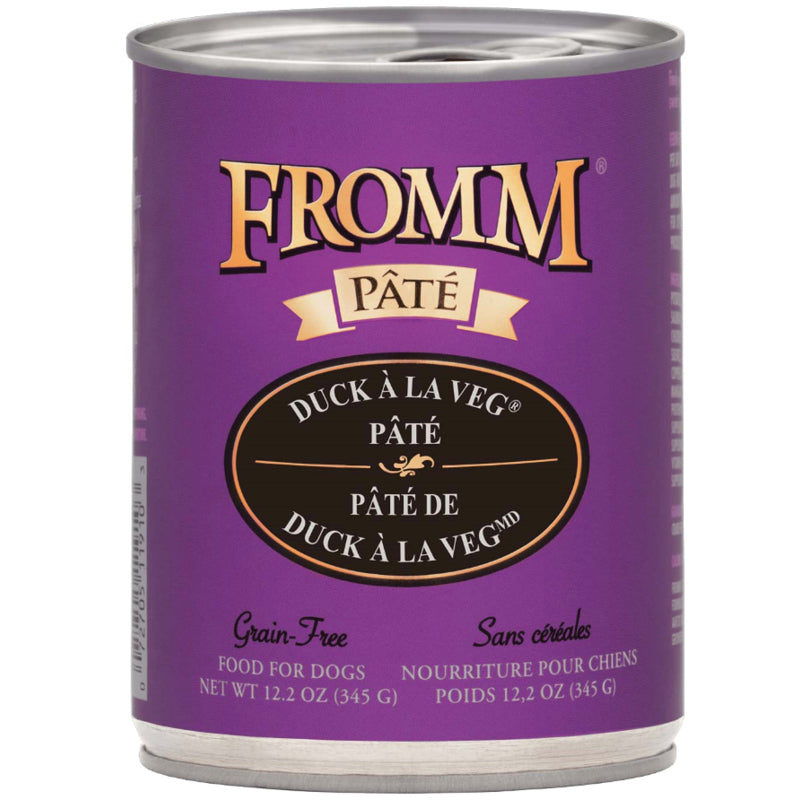 Fromm Duck A La Veg Pâté Canned Dog Food front of can.