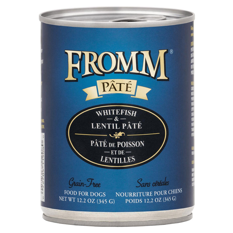 Fromm Pate Whitefish & Lentil Pate Food for Dogs front of can.