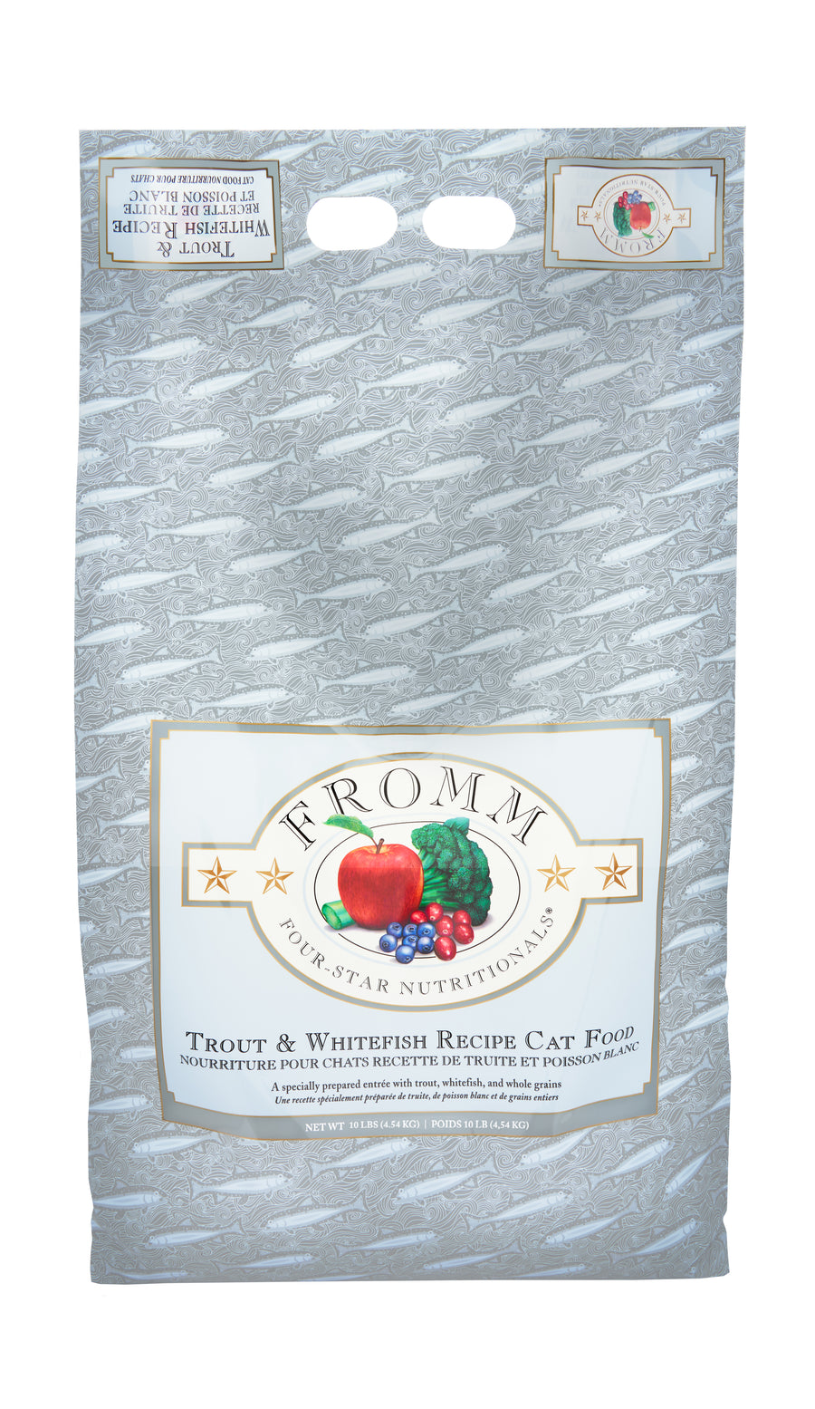 Fromm Trout and Whitefish Recipe Dry Cat Food 10lbs, Front of bag