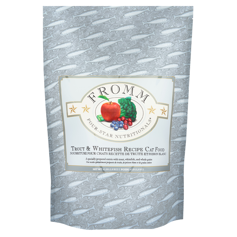 Fromm Trout and Whitefish Recipe Dry Cat Food 4lbs, Front packaging