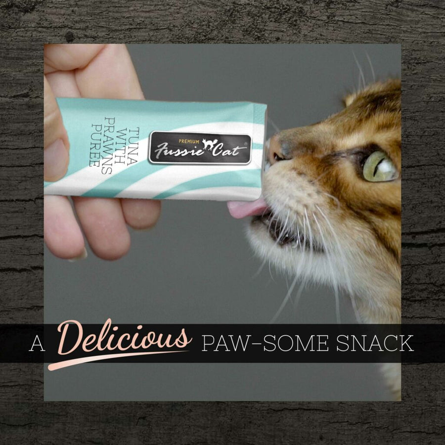 Fussie Cat Puree Tuna & Prawn Cat Treat 14g, a delicious paw-some snack